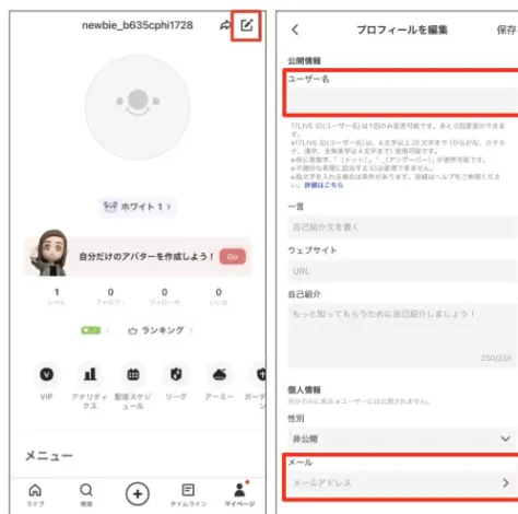 17ライブプロフィール登録